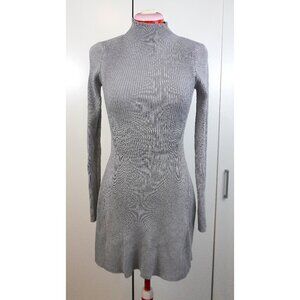 Simons (Klesis) Flared Ribbed Mock-Neck Mini Dress in Grey